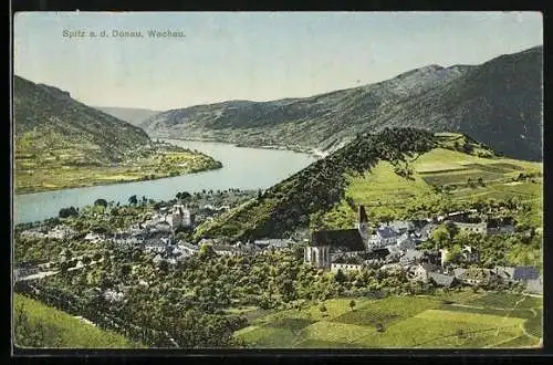 AK Spitz a. d. Donau, Wachau, Teilansicht mit Kirche