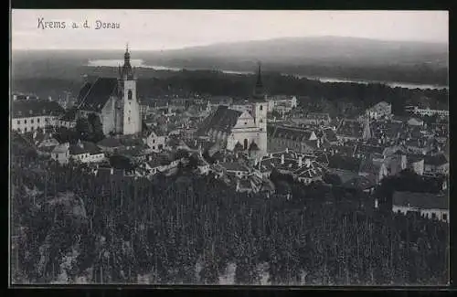 AK Krems a. d. Donau, Ortsansicht mit Kirche