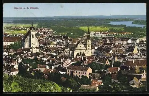 AK Krems, Ortsansicht mit Kirchen