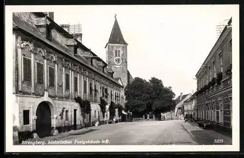 AK Strengberg, Ansicht mit historischem Postgebäude