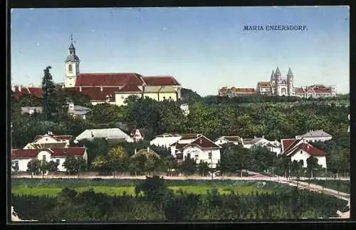 AK Maria Enzersdorf, Strassenpartie mit Kirche