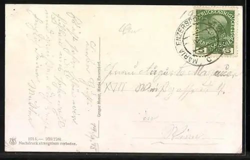 AK Maria Enzersdorf, Strassenpartie mit Kirche