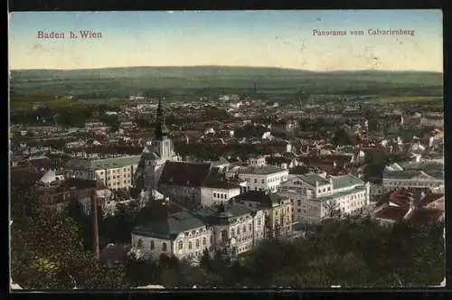 AK Baden b. Wien, Panorama vom Calvarienberg