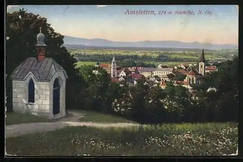 AK Amstetten /N. Oe., Teilansicht mit Kirche