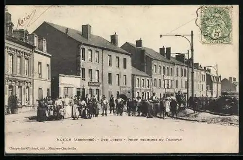 AK Mohon /Ardennes, Rue Thiers, Point Terminus du Tramway