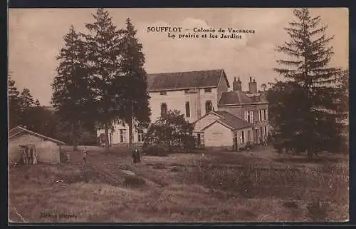 AK Soufflot, Colonie de Vacances, La prairie et les Jardins