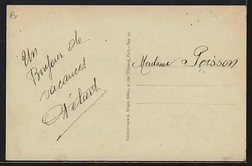 AK Bonnard-Bassou, Le Barrage et vue d`un promeneur au bord de l`eau