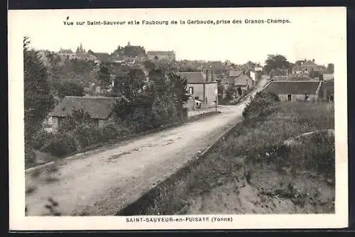 AK Saint-Sauveur-en-Puisaye, Vue sur Saint-Sauveur et le Faubourg de la Gerbaude, prise des Grands-Champs