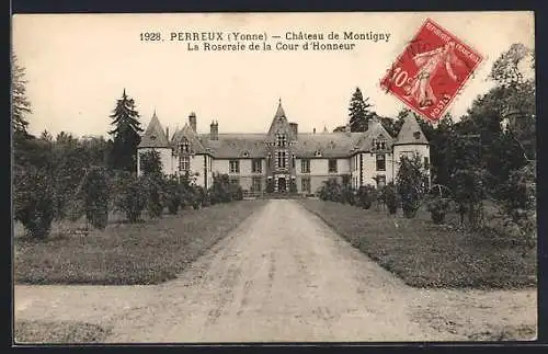 AK Perreux /Yonne, Château de Montigny, La Roseraie de la Cour d`Honneur