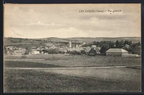 AK Les Sièges /Yonne, Vue générale du village et des paysages environnants