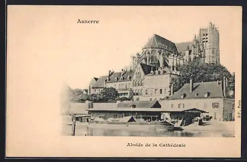 AK Auxerre, Abside de la Cathédrale et vue sur les quais