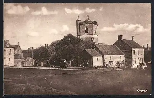AK Sainpuits /Yonne, Place de la Mairie et de l`Église
