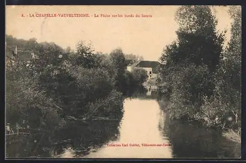 AK La Chapelle-Vaupelteigne, La Pêche sur les bords du Serein