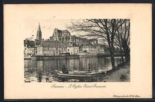 AK Auxerre, L`Église Saint-Germain vue depuis la rivière