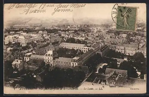 AK Auxerre, Vue générale prise de la Cathédrale, Le Lycée