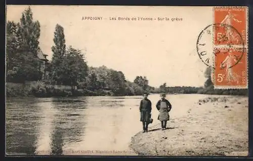 AK Appoigny, Les Bords de l`Yonne, Sur la grève