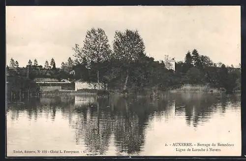AK Auxerre, Barrage du Batardeau et ligne de Laroche à Nevers