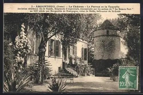 AK Argenteuil /Yonne, Le Château, Le Perron et la Tourelle