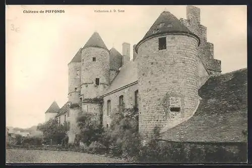 AK Piffonds, Château médiéval avec tours et remparts en pierre
