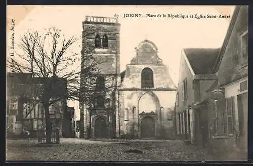 AK Joigny, Place de la République et Église Saint-André