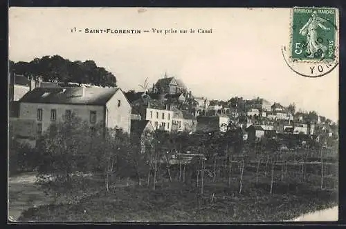AK Saint-Florentin, Vue prise sur le Canal