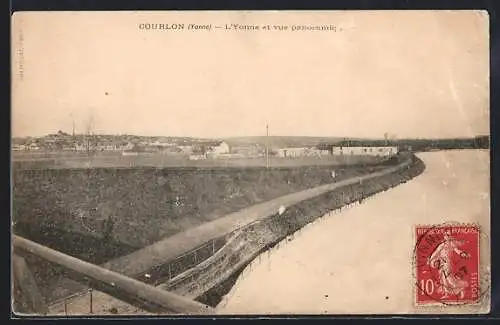 AK Courlon /Yonne, L`Yonne et vue panoramique