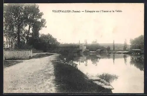AK Villevallier /Yonne, Échappée sur l`Yonne et la Vallée