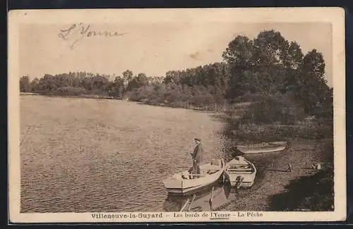 AK Villeneuve-la-Guyard, Les bords de l`Yonne, La Pêche