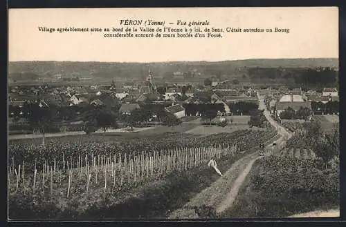AK Véron /Yonne, Vue générale du village et de la vallée de l`Yonne
