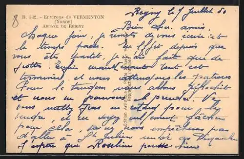 AK Reigny /Vermenton, Abbaye de Reigny vue de face avec jardin et forêt en arrière-plan