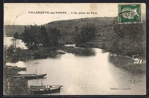 AK Villeneuve-sur-Yonne, L`Île prise du Pont