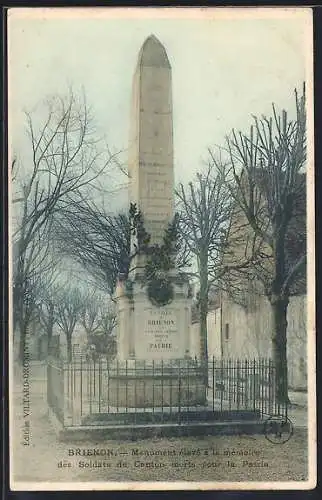 AK Brienon, Monument élevé à la mémoire des Soldats du Canton morts pour la Patrie
