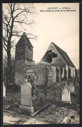 AK Saligny, L`Église et cimetière environnant