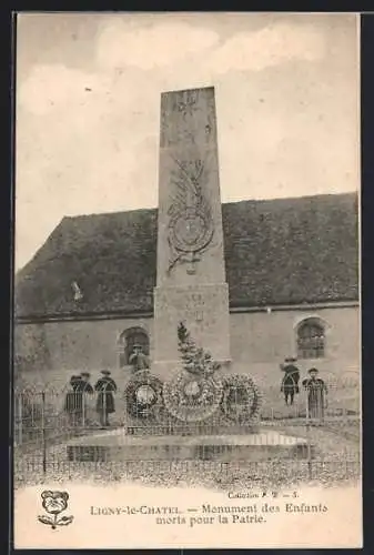 AK Ligny-le-Châtel, Monument des Enfants morts pour la Patrie