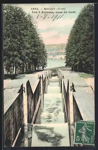 AK Rogny /Yonne, Les 7 Écluses, vues du haut