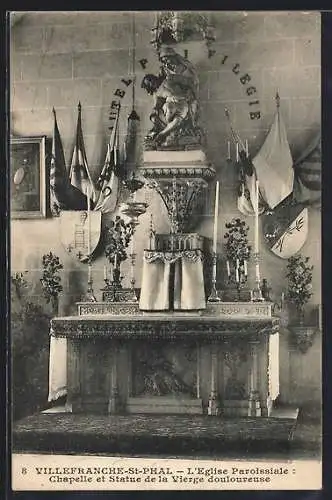 AK Villefranche-St-Phal, L`Église Paroissiale: Chapelle et Statue de la Vierge douloureuse