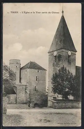AK Thisy, L`Église et la Tour carrée du Château