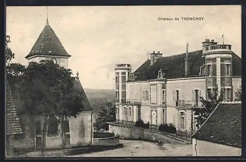 AK Tronchoy, Château de Tronchoy avec tour et arbres adjacents
