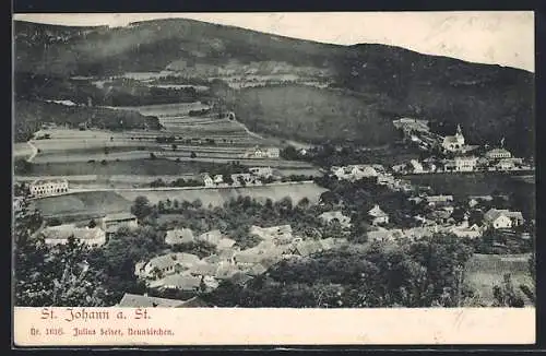 AK St. Johann am Steinfelde, Gesamtansicht aus der Vogelschau