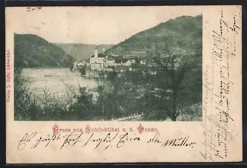 AK Schönbühel a. d. Donau, Ortsansicht mit Donau