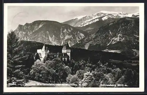 AK Raach am Hochgebirge, Schloss Wartenstein mit Schneeberg aus der Vogelschau