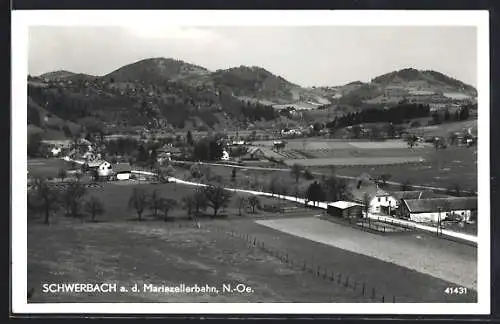 AK Kirchberg an der Pielach, Schwerbach an der Mariazellerbahn aus der Vogelschau