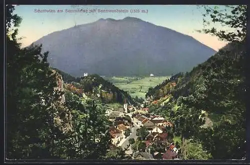 AK Schottwien am Semmering, Totalansicht mit Sonnwendstein