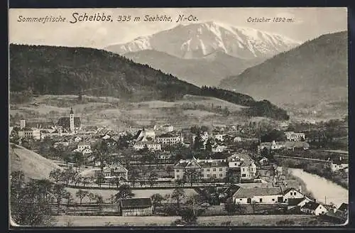 AK Scheibbs, Blick auf den Ort mit Oetscher