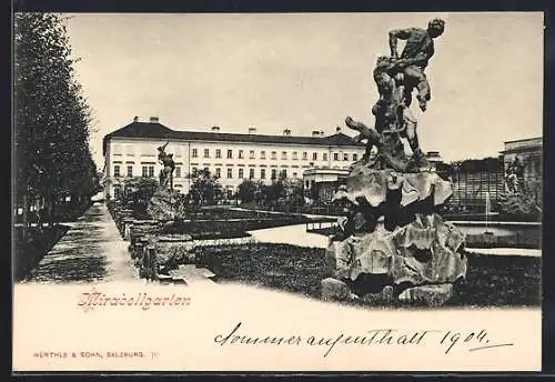 AK Salzburg, Mirabellgarten, Partie mit Statuen