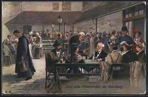 Künstler-AK F. Kulstrunk: Salzburg, alter Peterskeller