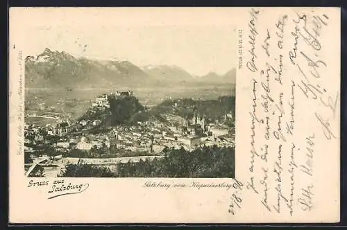 AK Salzburg, Totalansicht vom Kapuzinerberg