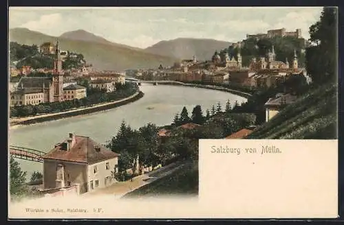 AK Salzburg, Ortsansicht von Mülln aus