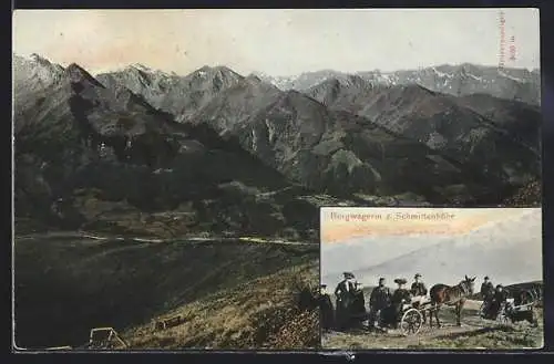 AK Schmittenhöhe, Bergwagerln zur Schmittenhöhe, Panorama mit Grossvenediger