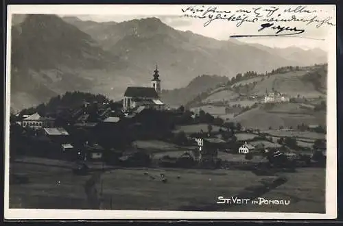 AK St. Veit im Pongau, Gesamtansicht mit Bergpanorama